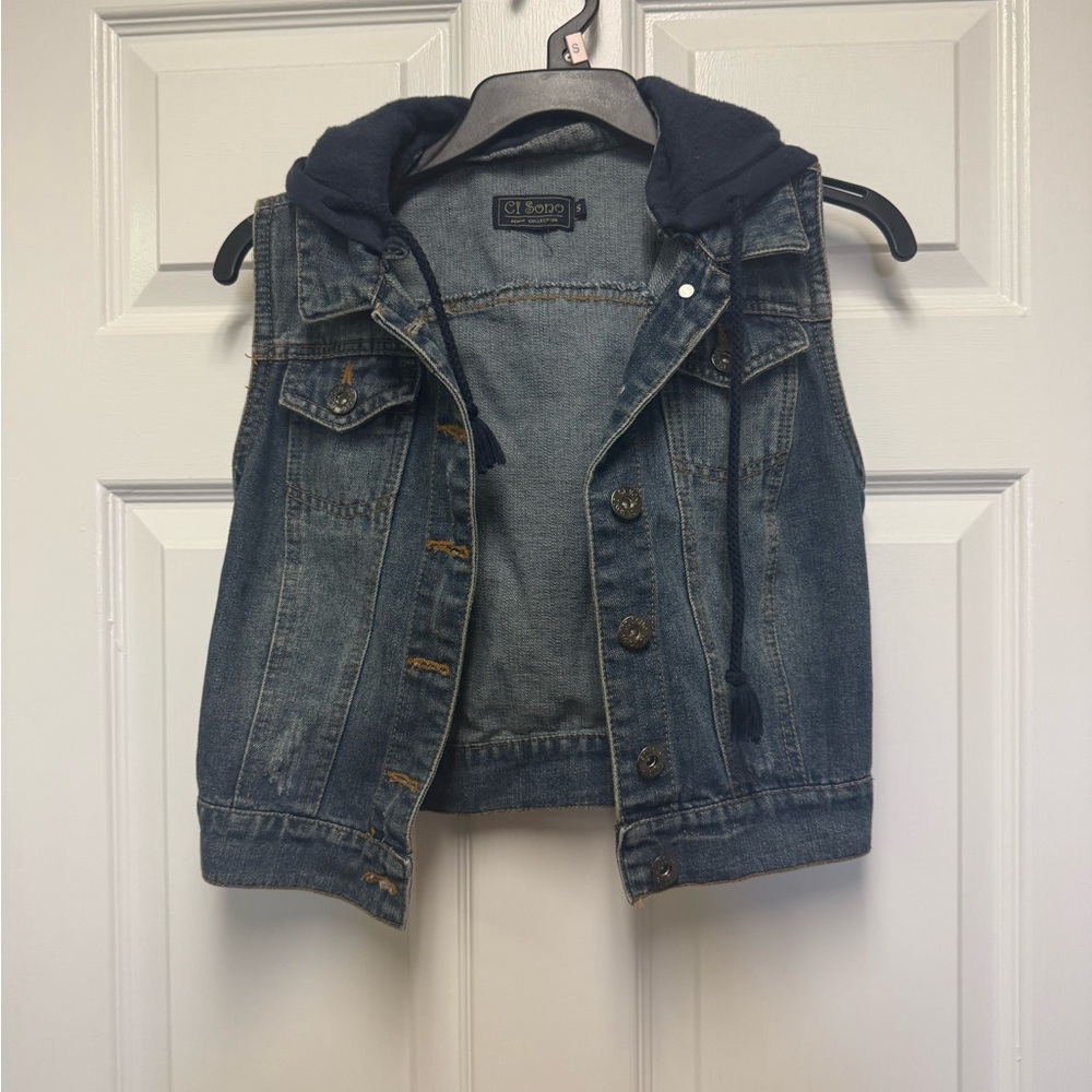Ciate Blue Denim Vest with Blue Hood